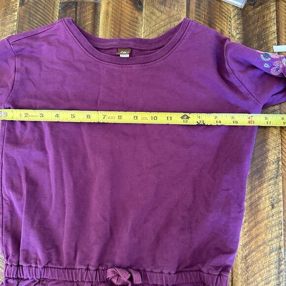 Tea Collection Ditsy Willow Dotty Drawstring Dress Floral Purple Size 10 - Picture 5 of 8